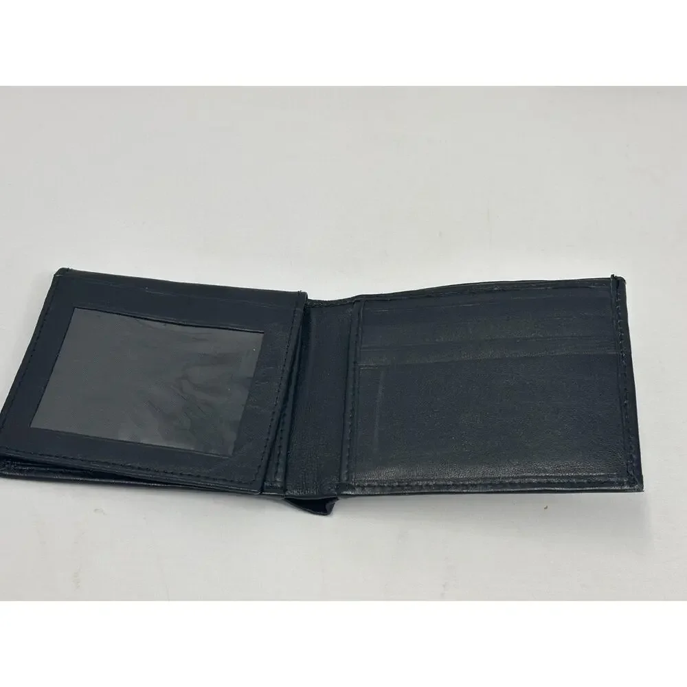 Black Leather Wallet‎ Bi-Fold w/ Fold Out 3.5